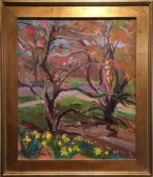 Two Trees, April Karen Horne, Two Trees, April, oil, 24x20, 29x26 w frame, $1,980