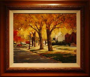 Autumn in the Neighborhood Phyllis Horne, Autumn in the Neighborhood, 16x20, oil, shown with frame WEB