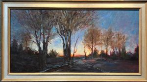 Evening Comes Phyllis Horne, Evening Comes, oil, 15x30, 19x34 w frame