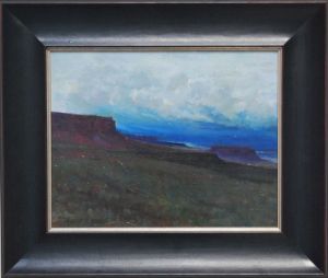 Windswept Butte Phyllis Horne, Passing Storm, oil, 11x14, shown with frame WEB,