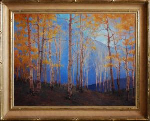 Whispering Aspens phyllis_horne_whispering_aspens_30x40_oil_shown_with_frame_med