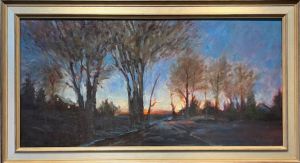 Evening Comes Evening Comes, oil on canvas, 15x30, 19x34 w frame