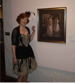 Karen Horne At springville salon with ballet dancers in the wings Karen Horne At springville salon with ballet dancers in the wings