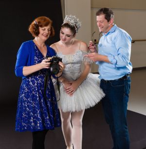 Karen Horne with Adam Sklute and Emily Adams, photo shoot for 60th Nutcracker artwork (courtesy Ballet West) Karen Horne with Adam Sklute and Emily Adams, photo shoot for 60th Nutcracker artwork (courtesy Ballet West)